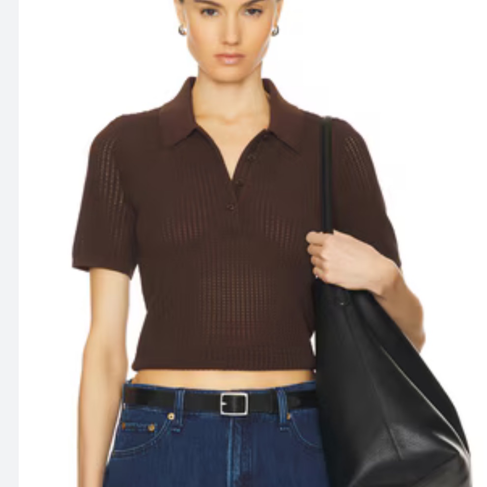 Rag & Bone Brown Short Sleeve Knit Polo Tee